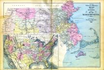 State Map of Massachusetts and United States, Bristol County 1895